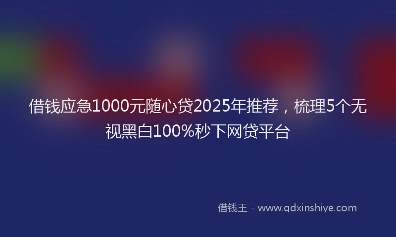 借钱应急1000元随心贷2025年推荐，梳理5个无视黑白100%秒下网贷平台