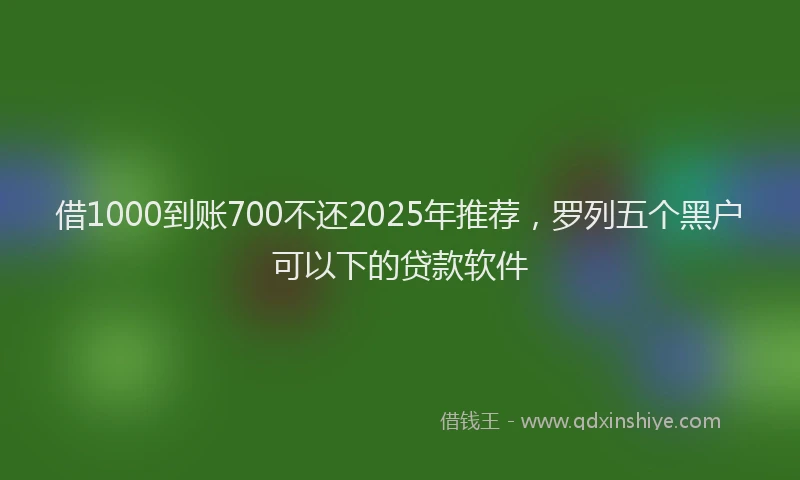 借1000到账700不还2025年推荐，罗列五个黑户可以下的贷款软件