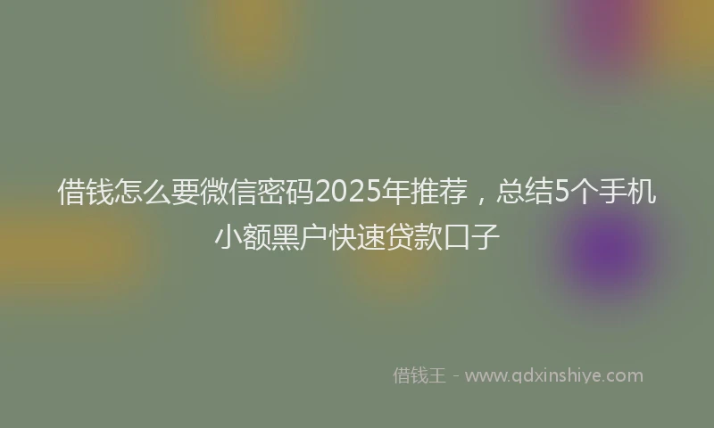 借钱怎么要微信密码2025年推荐，总结5个手机小额黑户快速贷款口子