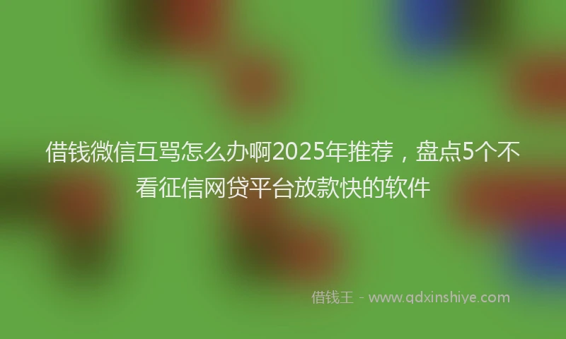 借钱微信互骂怎么办啊2025年推荐,盘点5个不看征信网贷平台放款快的软件