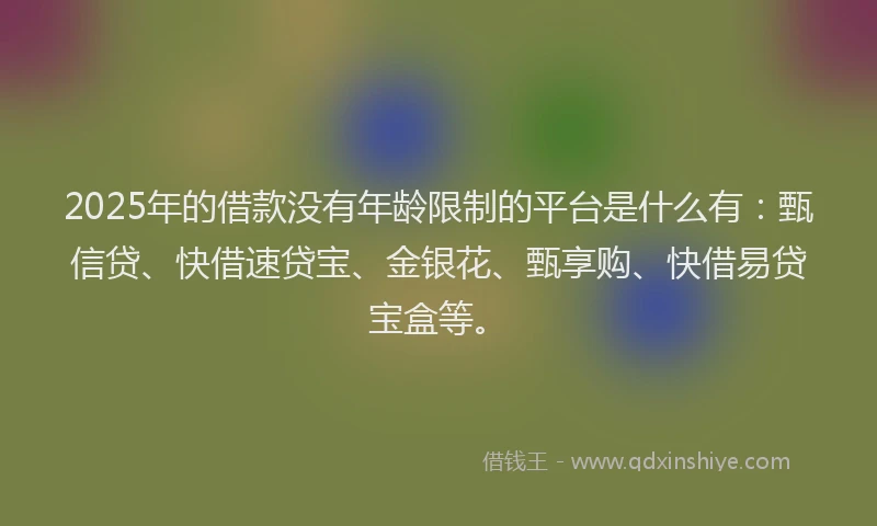 2025年的借款没有年龄限制的平台是什么有：甄信贷、快借速贷宝、金银花、甄享购、快借易贷宝盒等。