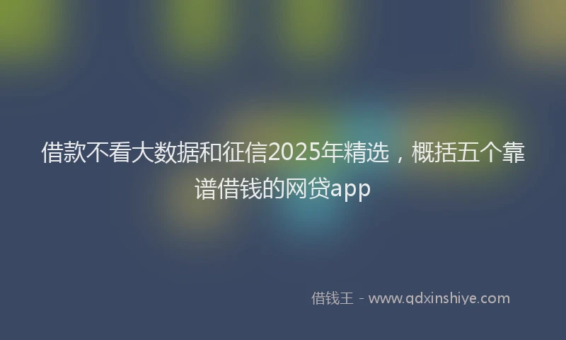 借款不看大数据和征信2025年精选,概括五个靠谱借钱的网贷app