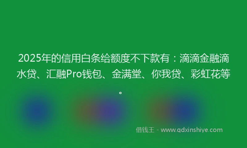 2025年的信用白条给额度不下款有：滴滴金融滴水贷、汇融Pro钱包、金满堂、你我贷、彩虹花等。