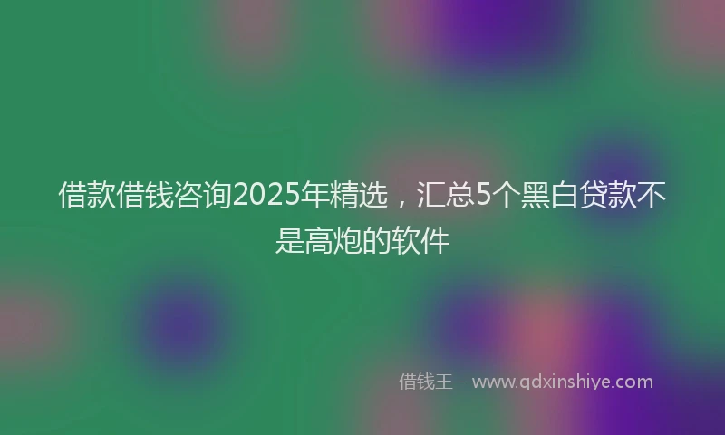 借款借钱咨询2025年精选，汇总5个黑白贷款不是高炮的软件