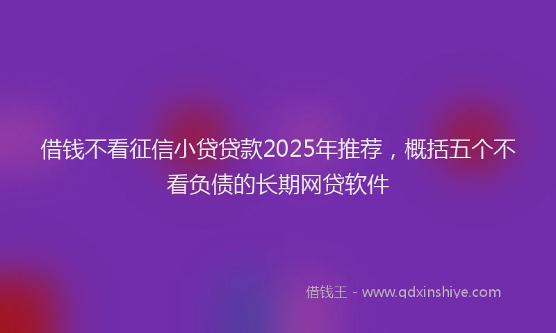 借钱不看征信小贷贷款2025年推荐，概括五个不看负债的长期网贷软件