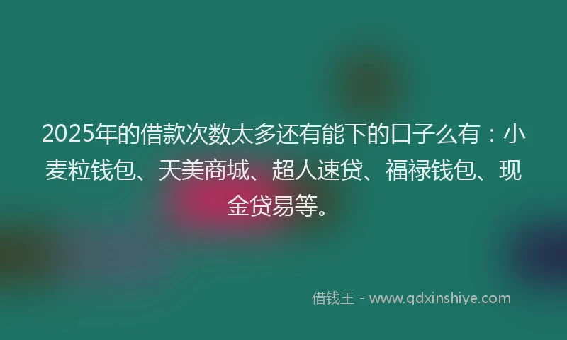 2025年的借款次数太多还有能下的口子么有：小麦粒钱包、天美商城、超人速贷、福禄钱包、现金贷易等。