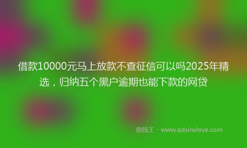 借款10000元马上放款不查征信可以吗2025年精选,归纳五个黑户逾期也能下款的网贷