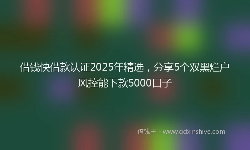 借钱快借款认证2025年精选，分享5个双黑烂户风控能下款5000口子