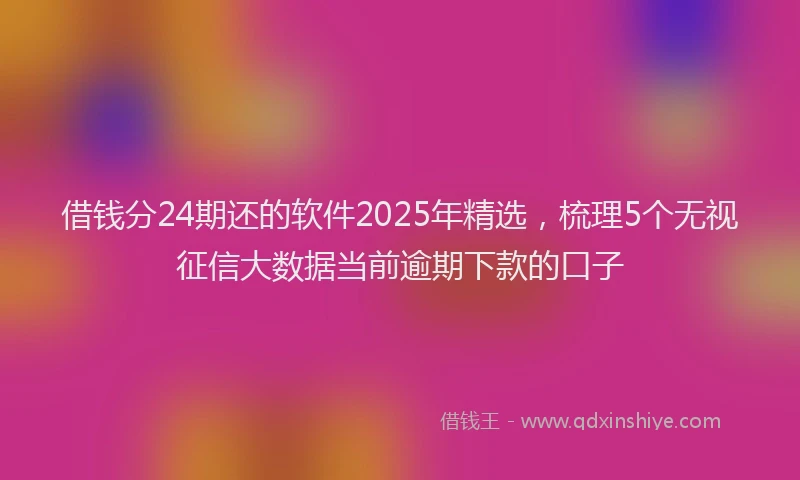 借钱分24期还的软件2025年精选，梳理5个无视征信大数据当前逾期下款的口子