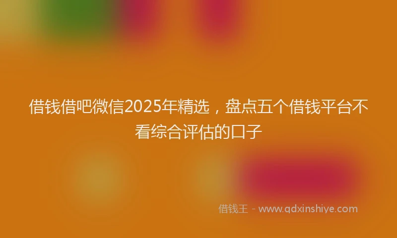 借钱借吧微信2025年精选，盘点五个借钱平台不看综合评估的口子