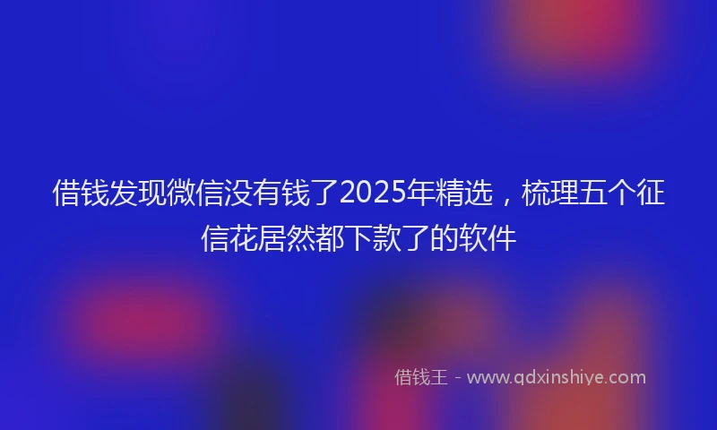 借钱发现微信没有钱了2025年精选，梳理五个征信花居然都下款了的软件
