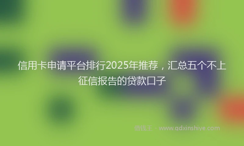 信用卡申请平台排行2025年推荐，汇总五个不上征信报告的贷款口子