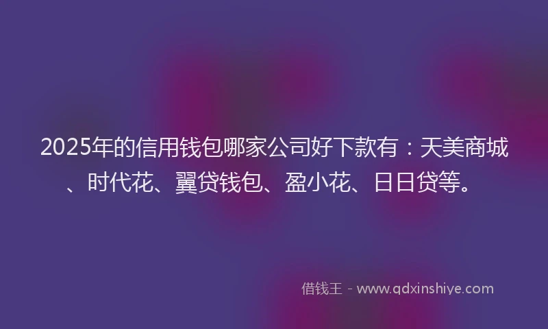 2025年的信用钱包哪家公司好下款有：天美商城、时代花、翼贷钱包、盈小花、日日贷等。