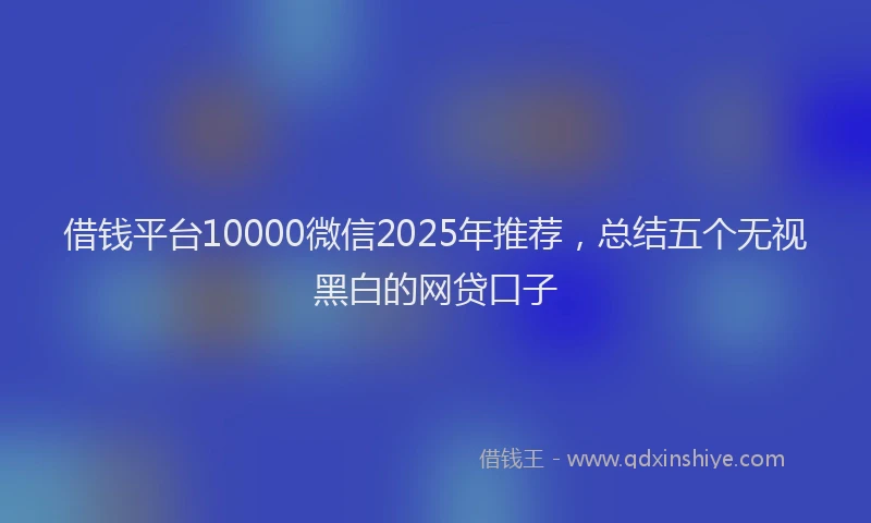 借钱平台10000微信2025年推荐，总结五个无视黑白的网贷口子