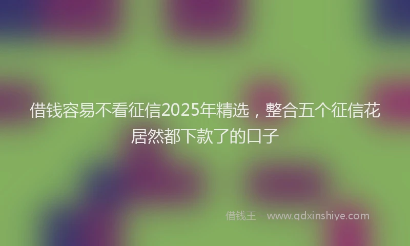 借钱容易不看征信2025年精选，整合五个征信花居然都下款了的口子