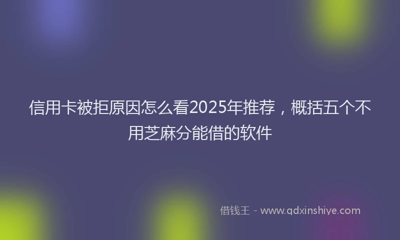 信用卡被拒原因怎么看2025年推荐,概括五个不用芝麻分能借的软件