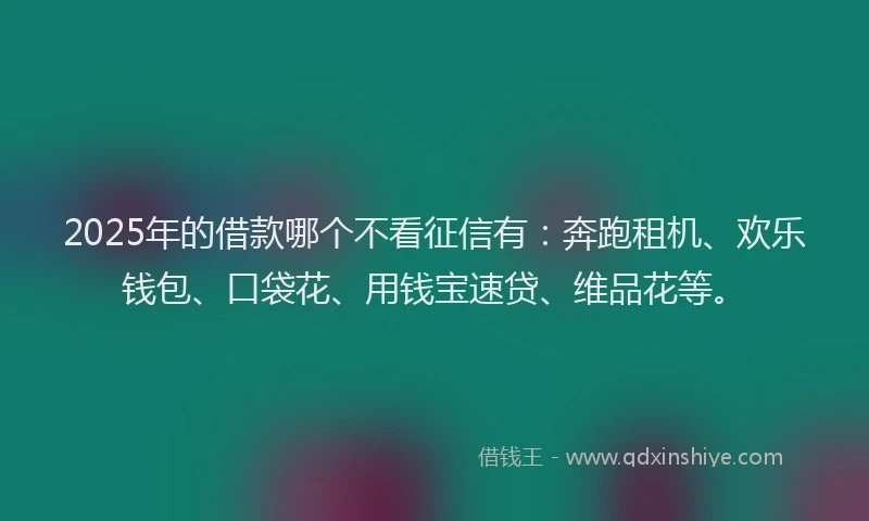 2025年的借款哪个不看征信有：奔跑租机、欢乐钱包、口袋花、用钱宝速贷、维品花等。