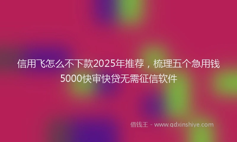 信用飞怎么不下款2025年推荐，梳理五个急用钱5000快审快贷无需征信软件