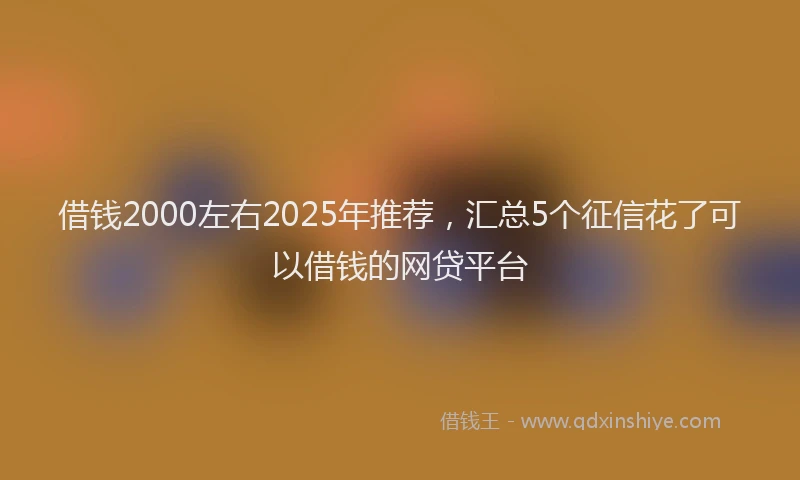 借钱2000左右2025年推荐，汇总5个征信花了可以借钱的网贷平台