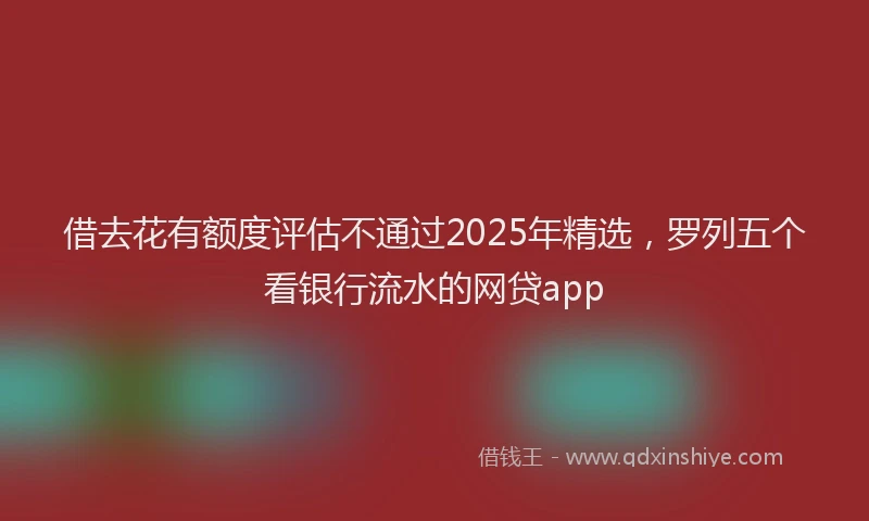借去花有额度评估不通过2025年精选，罗列五个看银行流水的网贷app