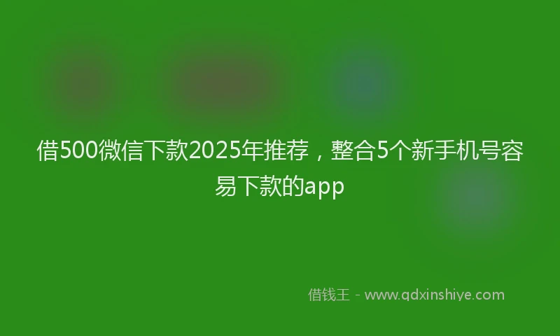 借500微信下款2025年推荐，整合5个新手机号容易下款的app