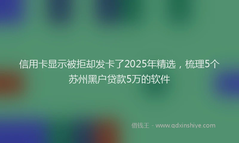 信用卡显示被拒却发卡了2025年精选，梳理5个苏州黑户贷款5万的软件