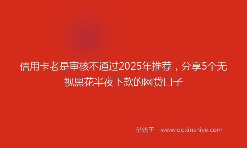 信用卡老是审核不通过2025年推荐，分享5个无视黑花半夜下款的网贷口子