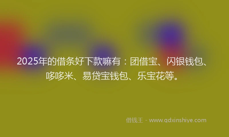 2025年的借条好下款嘛有：团借宝、闪银钱包、哆哆米、易贷宝钱包、乐宝花等。