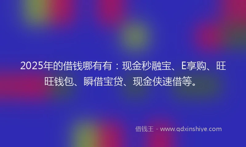 2025年的借钱哪有有：现金秒融宝、E享购、旺旺钱包、瞬借宝贷、现金侠速借等。