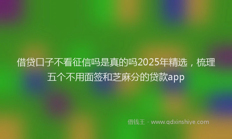 借贷口子不看征信吗是真的吗2025年精选，梳理五个不用面签和芝麻分的贷款app