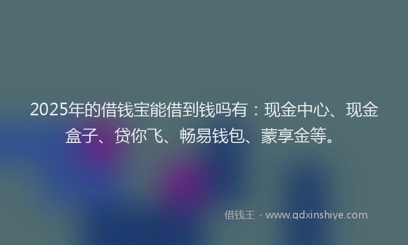 2025年的借钱宝能借到钱吗有：现金中心、现金盒子、贷你飞、畅易钱包、蒙享金等。