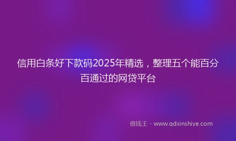 信用白条好下款码2025年精选，整理五个能百分百通过的网贷平台