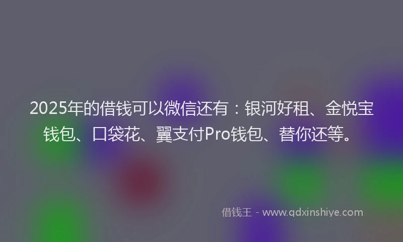 2025年的借钱可以微信还有：银河好租、金悦宝钱包、口袋花、翼支付Pro钱包、替你还等。