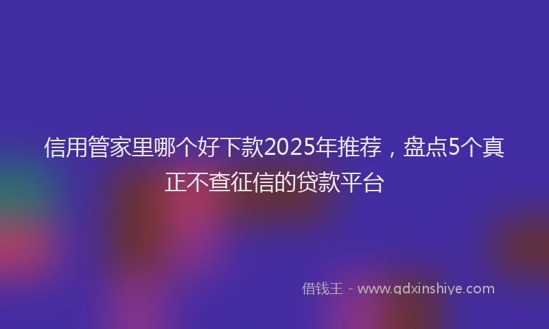 信用管家里哪个好下款2025年推荐，盘点5个真正不查征信的贷款平台