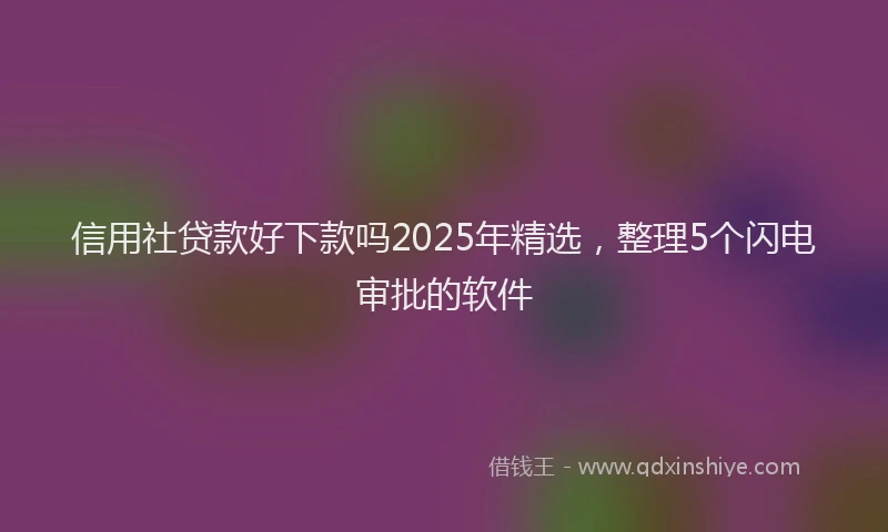 信用社贷款好下款吗2025年精选，整理5个闪电审批的软件