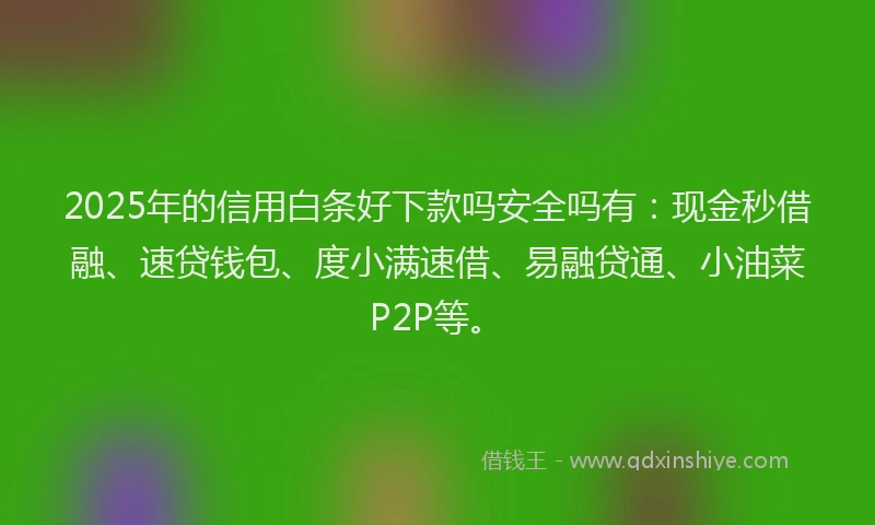 2025年的信用白条好下款吗安全吗有：现金秒借融、速贷钱包、度小满速借、易融贷通、小油菜P2P等。