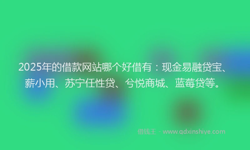 2025年的借款网站哪个好借有：现金易融贷宝、薪小用、苏宁任性贷、兮悦商城、蓝莓贷等。