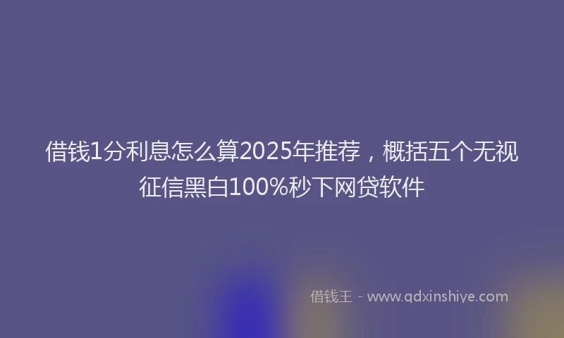 借钱1分利息怎么算2025年推荐，概括五个无视征信黑白100%秒下网贷软件