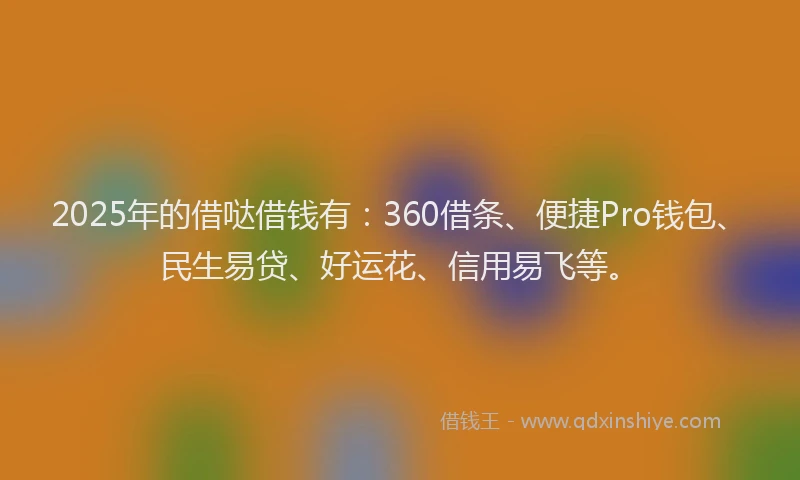 2025年的借哒借钱有：360借条、便捷Pro钱包、民生易贷、好运花、信用易飞等。