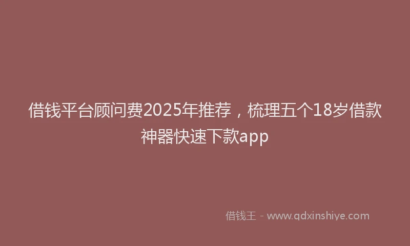 借钱平台顾问费2025年推荐，梳理五个18岁借款神器快速下款app