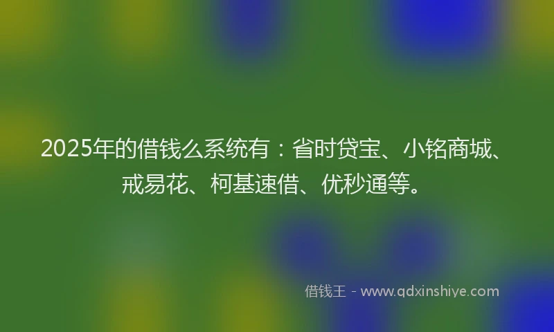 2025年的借钱么系统有:省时贷宝、小铭商城、戒易花、柯基速借、优秒通等。