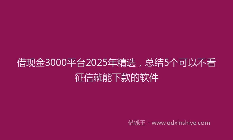 借现金3000平台2025年精选，总结5个可以不看征信就能下款的软件