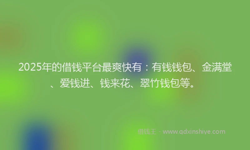 2025年的借钱平台最爽快有：有钱钱包、金满堂、爱钱进、钱来花、翠竹钱包等。