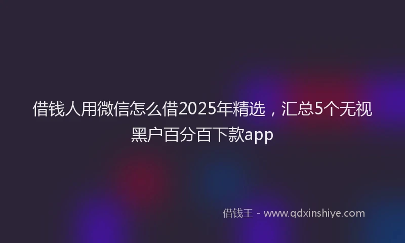 借钱人用微信怎么借2025年精选，汇总5个无视黑户百分百下款app