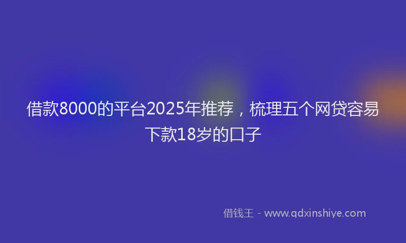 借款8000的平台2025年推荐，梳理五个网贷容易下款18岁的口子