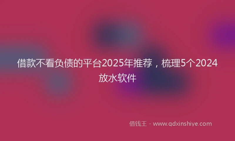 借款不看负债的平台2025年推荐，梳理5个2024放水软件