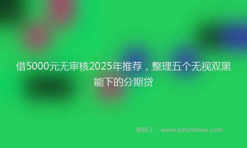 借5000元无审核2025年推荐，整理五个无视双黑能下的分期贷