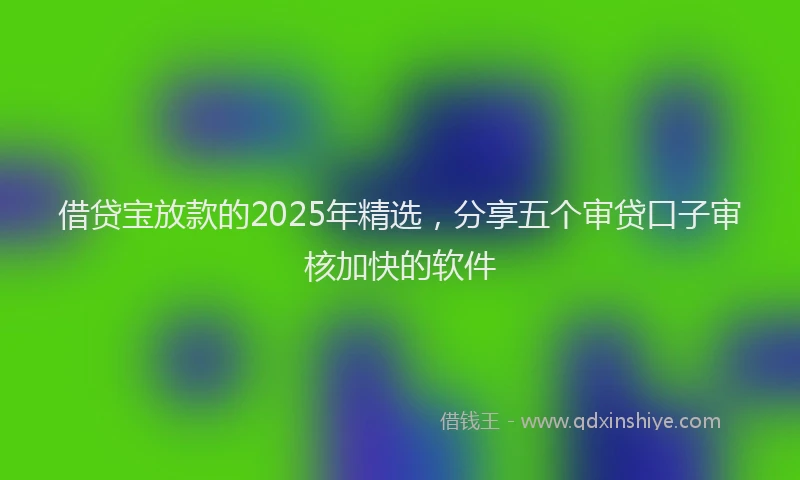 借贷宝放款的2025年精选，分享五个审贷口子审核加快的软件