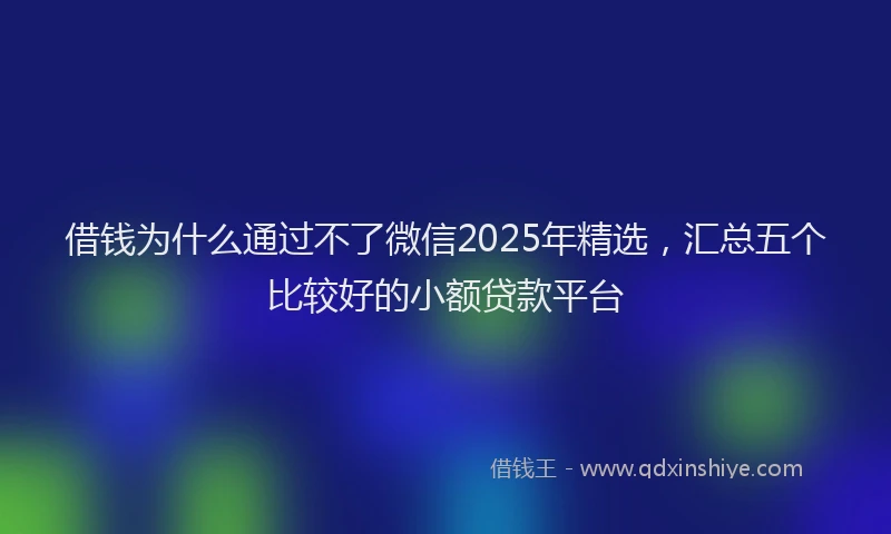 借钱为什么通过不了微信2025年精选，汇总五个比较好的小额贷款平台