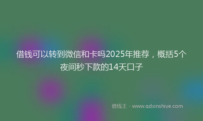 借钱可以转到微信和卡吗2025年推荐，概括5个夜间秒下款的14天口子